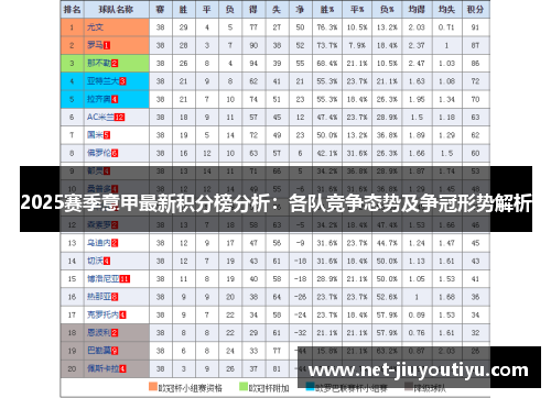 2025赛季意甲最新积分榜分析：各队竞争态势及争冠形势解析